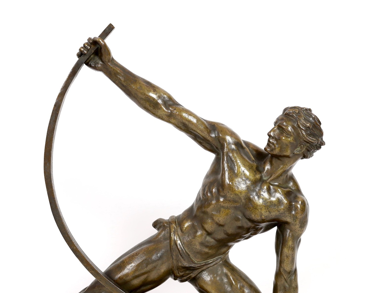 Jean de Roncourt. A French Art Deco bronze 'Le Bendeur', 72cm wide, 55cm high